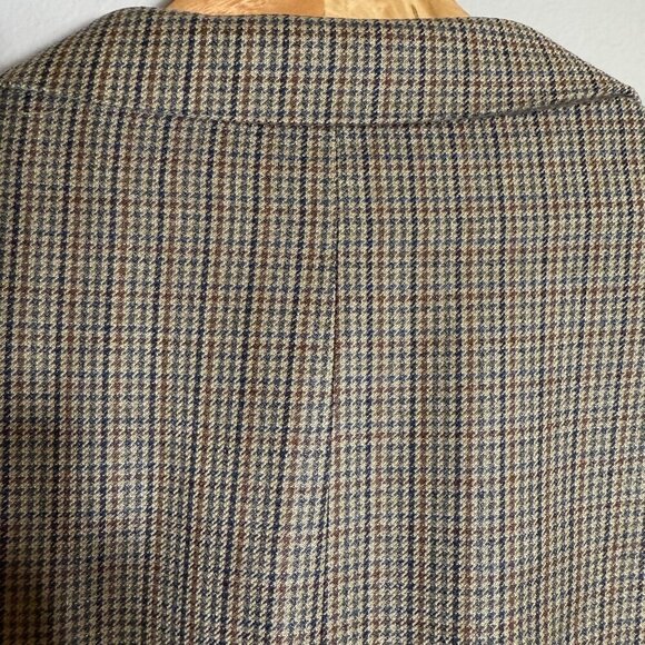 Lauren Ralph Lauren Silk Wool Plaid Sport Coat Dinner Jacket Blazer Mens 48R Tan - Picture 12 of 14